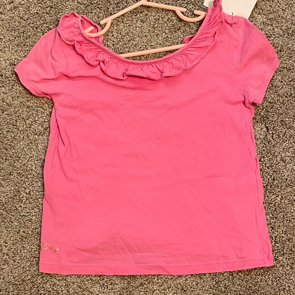 Lilly Pulitzer bright pink ruffle tee
